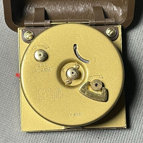 Vintage Westclox Folding Clock Mechanical Wind Travel Alarm Clock-Brown-Working - Picture 8 of 12